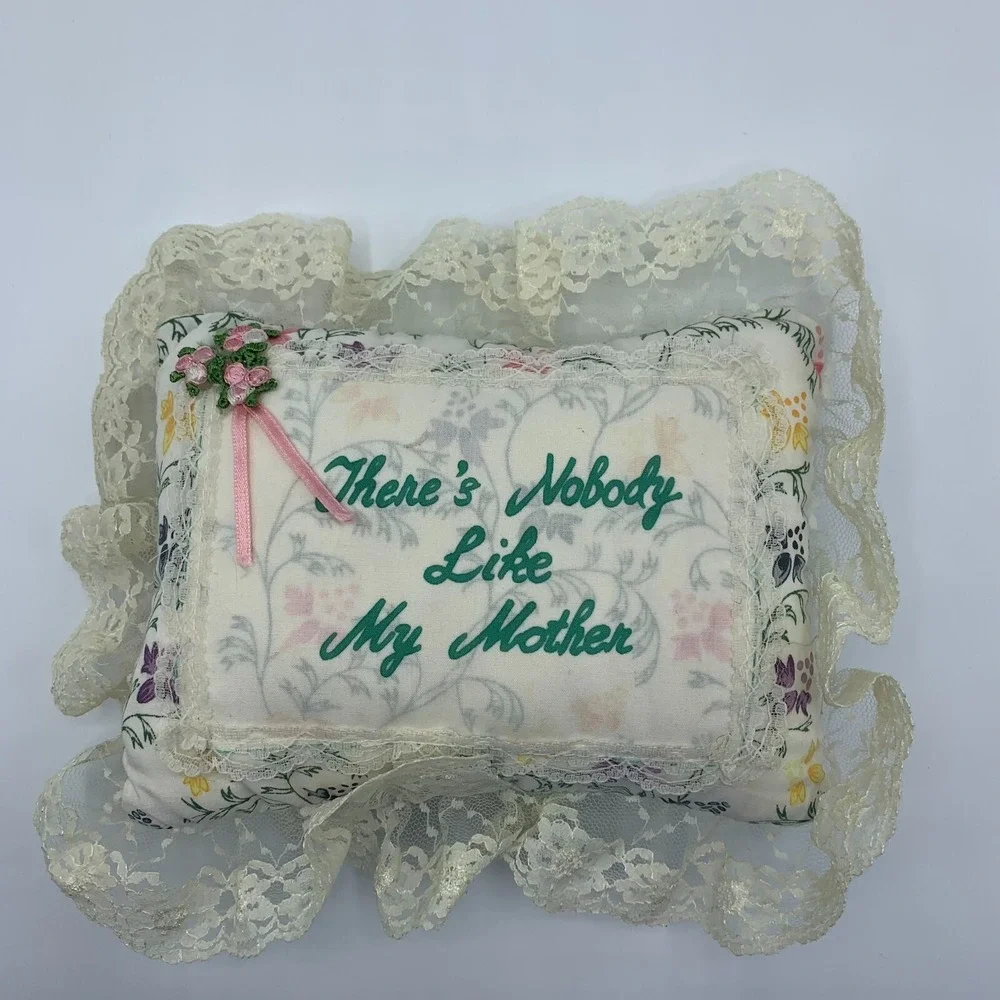 Vintage 1980's Floral Lace Pillow Gift 